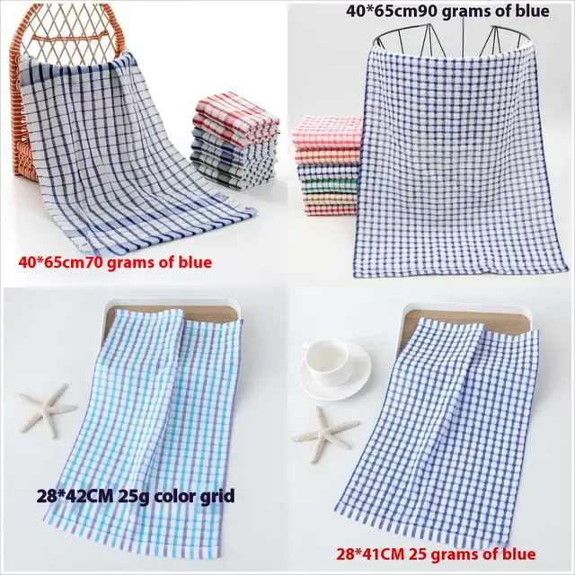 Cotton Plaid Kitchen Dish Towel Blue - Shop at LoveMi