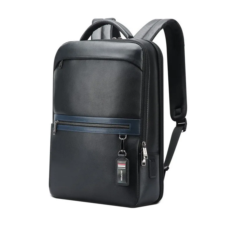 Leather Computer Business Backpack Large Capacity Multifunctional Black - Shop at LoveMi
