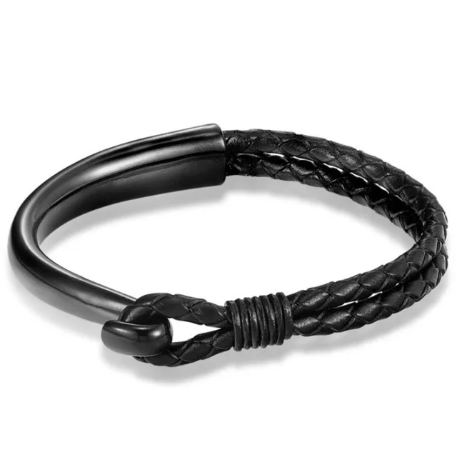 Simple Fashion Curved Buckle Stainless Steel Bracelet Tz0101 Black - Shop at LoveMi