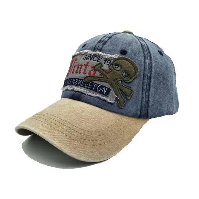 Embroidered Letter Skull Baseball Cap Khaki - Shop at LoveMi