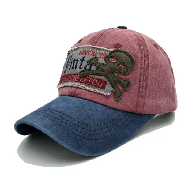 Embroidered Letter Skull Baseball Cap Navy Blue - Shop at LoveMi