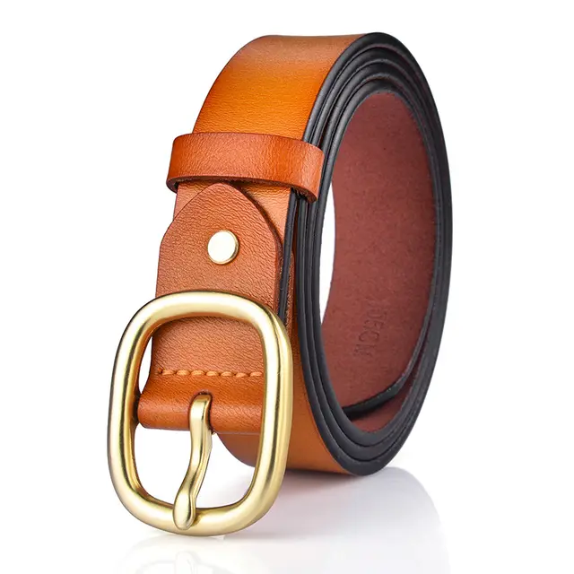 Simple And Versatile Women's New Genuine Leather Belt Camel - Shop at LoveMi