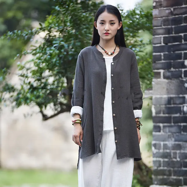 Spring And Summer Cotton And Linen Women's Retro Double layer Shirt Agarwood - Shop at LoveMi