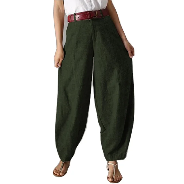 Women's Solid Color High Waist Wide Leg Pants Women's Casual Trousers Army Green - Shop at LoveMi