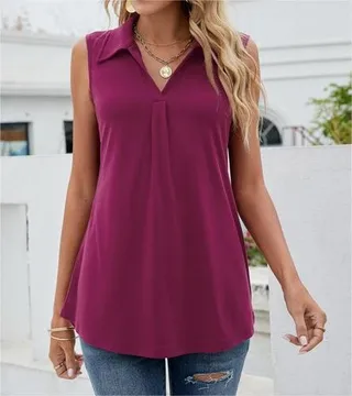European And American Women's Solid Color Casual Vest - Purple