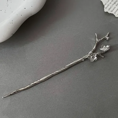 Plum Blossom Metal Hairpin Special interest Design Hair Accessories Silver - Shop at LoveMi