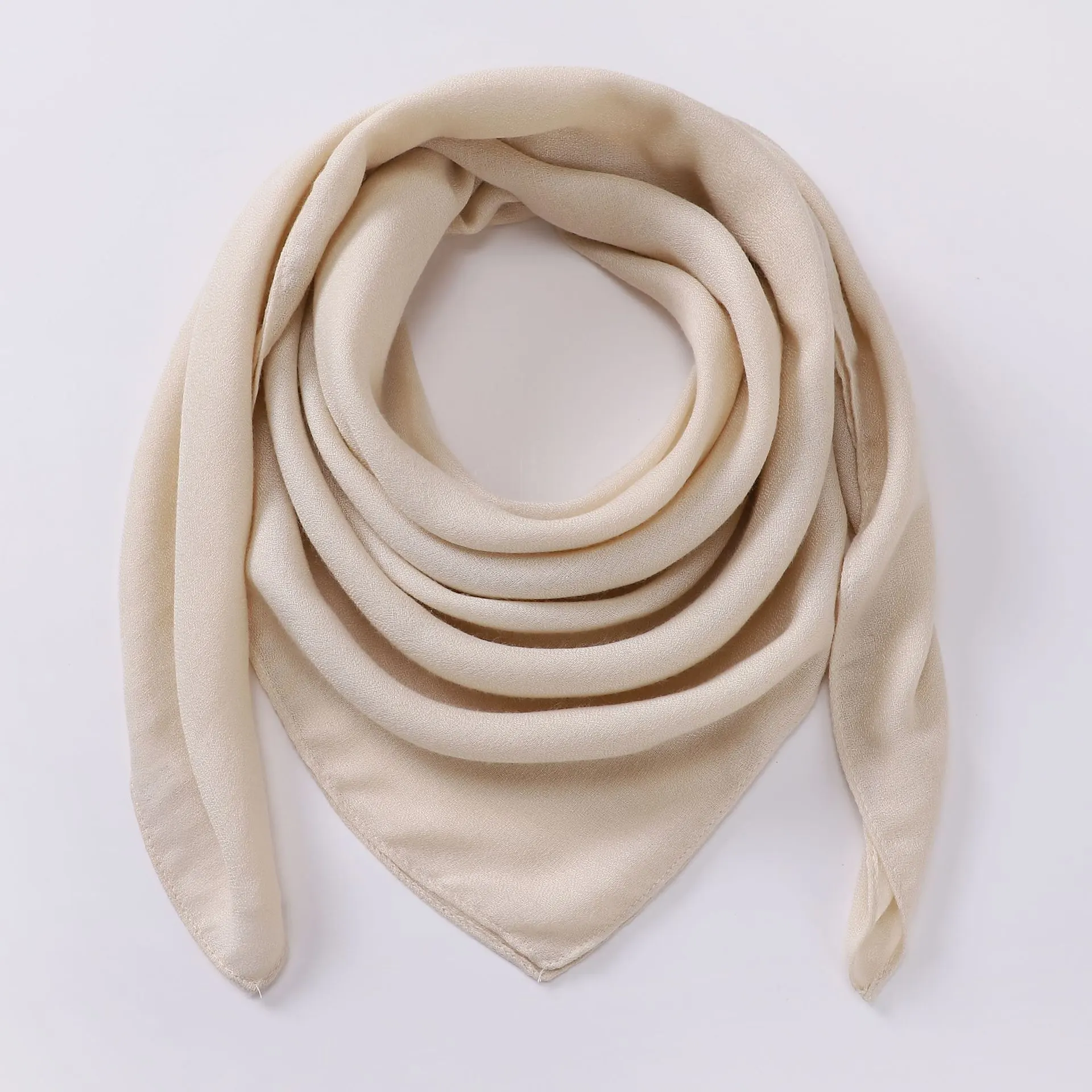Women's Cotton And Linen Solid Color Retro Artistic Scarf - M9001 Champagne