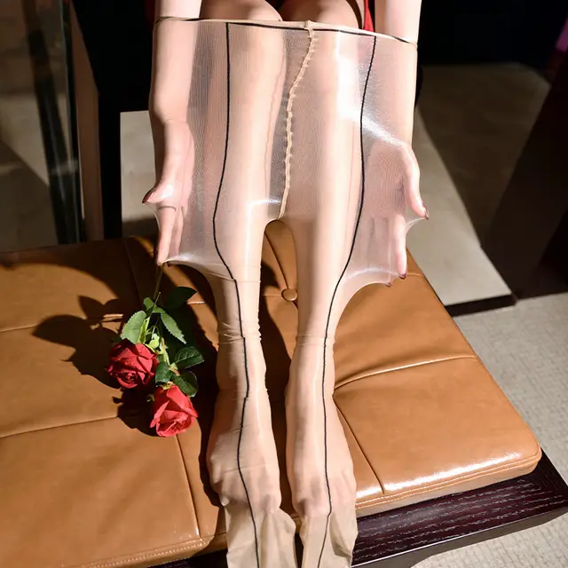 Aurora Back Line High Waist Shiny Waist free Sexy Stockings High Density Silky Shiny Open end Pantyhose Skin Color - Shop at LoveMi