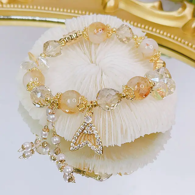 Crystal Mermaid Tail Bracelet Heavy Industry Design Citrine Fishtail - Shop at LoveMi