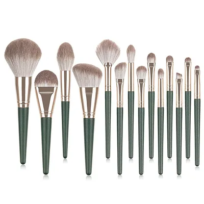 Green Cloud 14 Makeup Brushes Suit 14 Green Cloud Opp - Shop at LoveMi