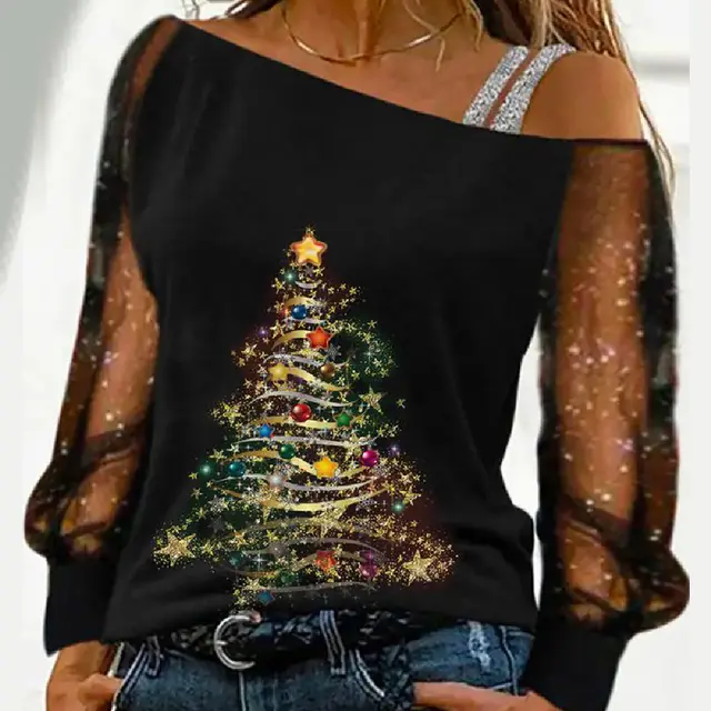 Women's Long Sleeve Loose Crew Neck Casual Bronzing T shirt Hbl235A5 - Shop at LoveMi
