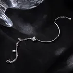 S925 Sterling Silver Butterfly Bracelet Women's Silver Accessories Light Luxury Minority Exquisite - Sl039 White Gold Color