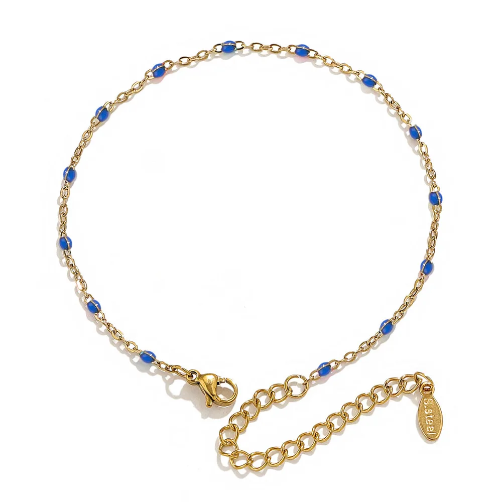 Oil Dripping Bracelet Ins Niche Design Stainless Steel Enamel Cross Chain - Golden Yellow