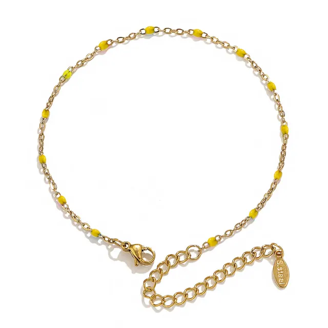 Oil Dripping Bracelet Ins Niche Design Stainless Steel Enamel Cross Chain Golden Yellow - Shop at LoveMi
