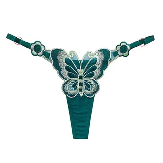 Butterfly Element Adjustable Band Women's Panties - Dark Green