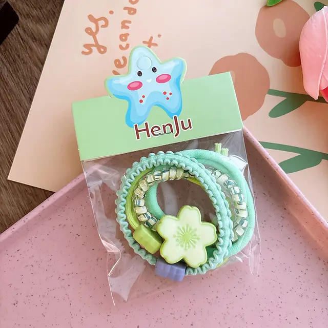 High Elastic Children's Flower Hairband 3 Green Group - Shop at LoveMi