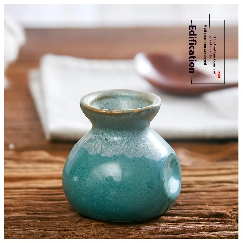Hand Painted Glaze Vintage Creative Uncovered Ceramic Toothpick Holder - Tipsy - View 1