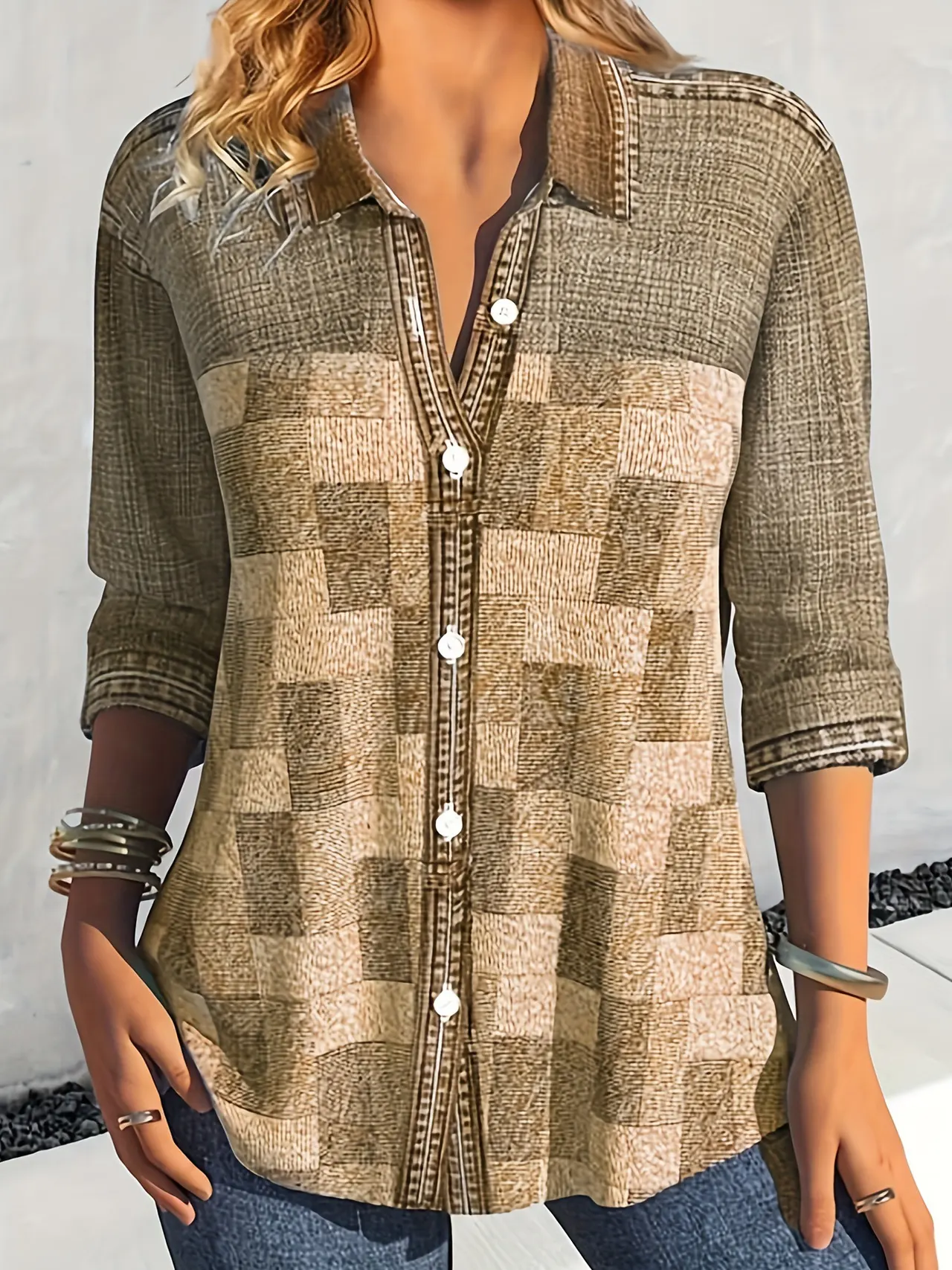 Women's Autumn Vintage Denim Jacket - Camel