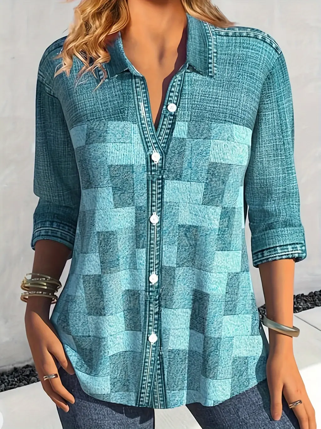 Women's Autumn Vintage Denim Jacket - Peacock Green