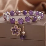 Natural Elegant Amethyst Bracelet For Women Mild Luxury Retro - Violet Color