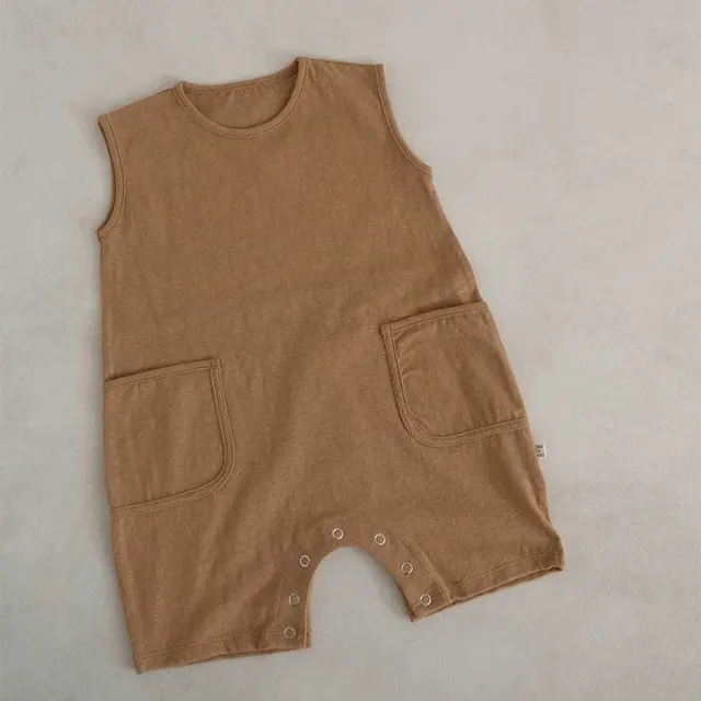 Ins Nordic Style Solid Color Romper Children Stickers Bags Onesie Coffee - Shop at LoveMi