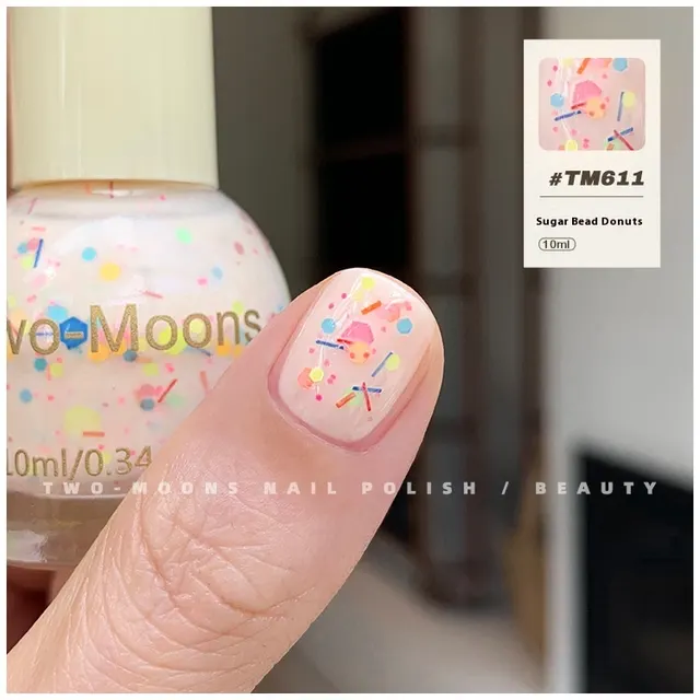 Pure Color Sequins Nail Polish Baking free And Tear free Sugar Bead Donut - Shop at LoveMi