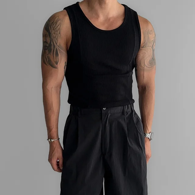 Men's Summer Running Quick drying Fitness Sleeveless Sports Vest Top Black - Shop at LoveMi