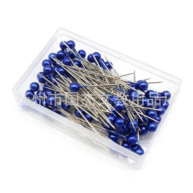 21 Color Bright Color Pearl Needle 4 38mm Candy Color Embroidery Clothing Positioning Pearl Needle Dark Blue - Shop at LoveMi