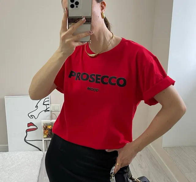 Women's Clothing Round Neck White Loose All match Letters Printed Short sleeved Top Outer Wear Red - Shop at LoveMi