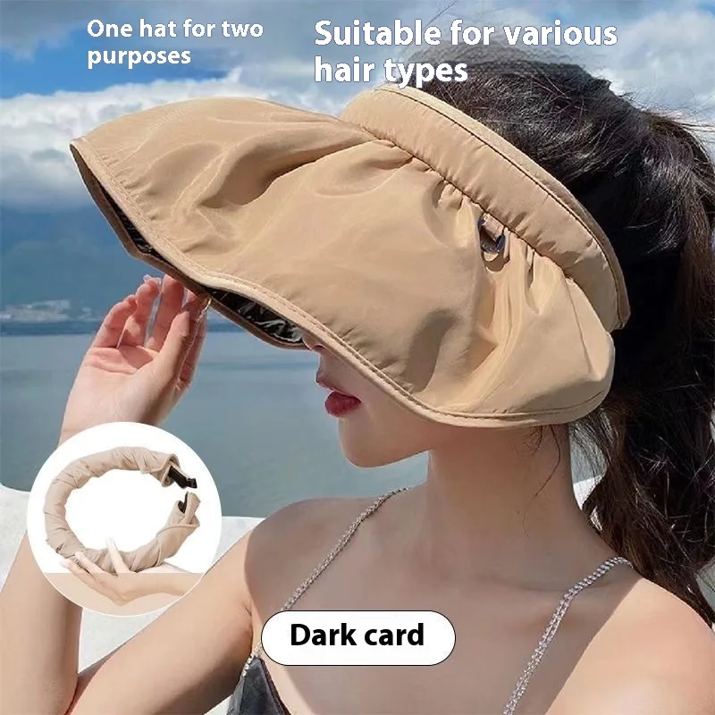 Summer Shell Hat FPF50 Empty top Hat Women's Cycling Sun Protection UV Face Covering Sunhat Outdoor Khaki - Shop at LoveMi