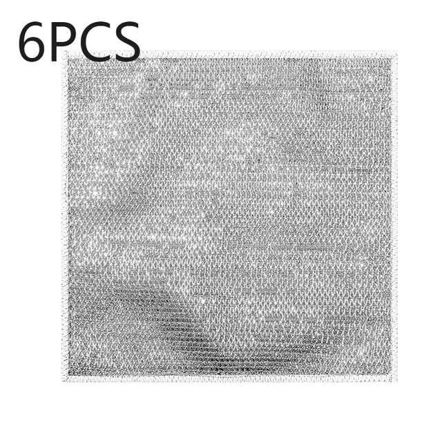 Steel Wire Cloth Double sided Silver Wire Dishcloth Replace Steel Wire Ball Single Layer Silver Wire 6Pcs - Shop at LoveMi