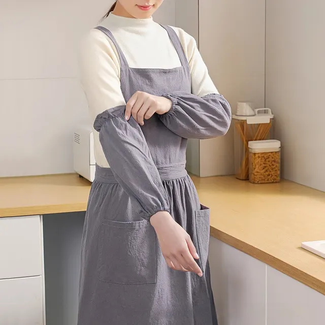 Lace Household Oversleeve Female Autumn And Winter Long Gray Apron - Shop at LoveMi
