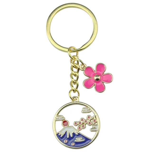 Japanese Style Hayao Miyazaki Oil Dripping Sakura Mountain View Keychain Cute Cartoon Pendant K874 - Shop at LoveMi