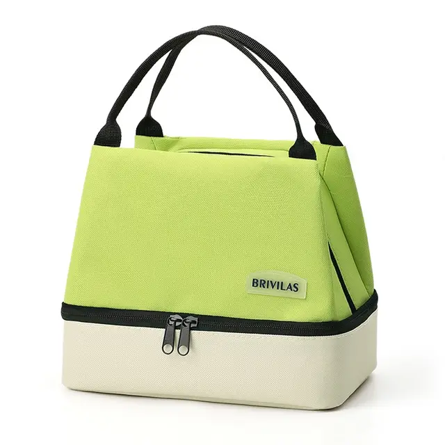 New Dopamine Double layer Fashion Contrast Color With Rice Meal Ice Pack Out Portable Portable Insulated Bag Green - Shop at LoveMi