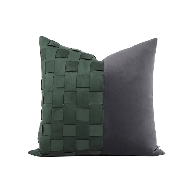 Retro Green Affordable Luxury Style Bedroom Pillow Cover Woven Leather Fabric 45 X45Cm - Shop at LoveMi