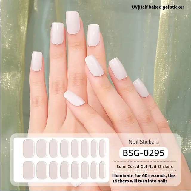 Pure Color UV Gel Nail Sticker Semi curing Gel Nail Stickers Heating Lamp Bsg0295 - Shop at LoveMi