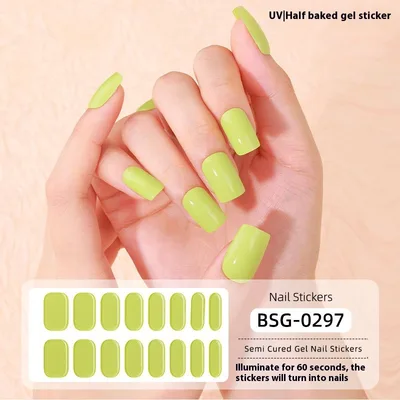 Pure Color UV Gel Nail Sticker Semi curing Gel Nail Stickers Heating Lamp Bsg0297 - Shop at LoveMi
