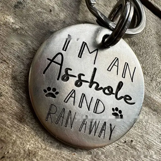 Funny Metal Dog Tag Stainless Steel Marking C I'M An Asshole - Shop at LoveMi