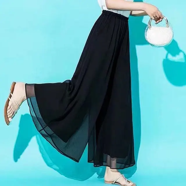 Draping And Pocket New Ice Silk Chiffon Ultra thin Pants Black - Shop at LoveMi
