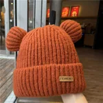 Autumn And Winter Bear Ears Wool Warm Hat - Orange