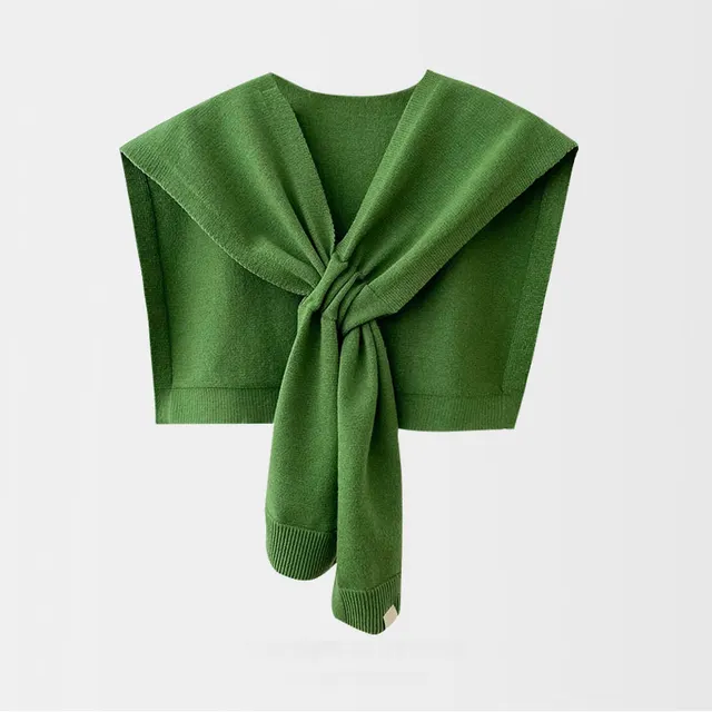 Women's Knitted Shawl Cross Fashion Solid Color Scarf Green - Shop at LoveMi