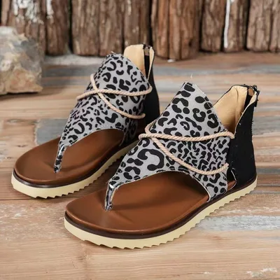 Women's Flip toe Printed Flat Sandals With Back Zipper 556 6 Models 43 - Shop at LoveMi