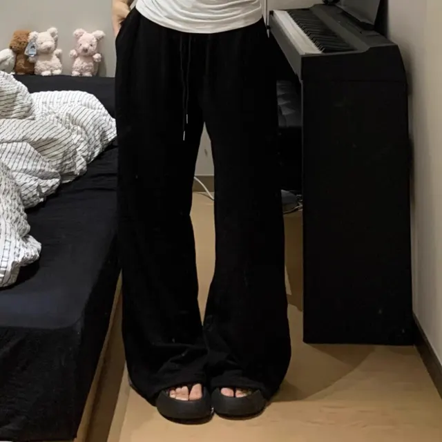 American style Lazy Low Waist Casual Sports Pants Black - Shop at LoveMi