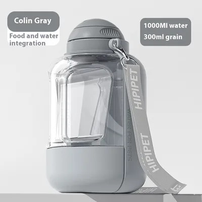 2 In 1 Dog Large Capacity Pets Out Drinking Pot Cat Water Dispenser Portable Water Cup Water And Food Integrated Bowl Pet Products Grey 1000Ml 300G - Shop at LoveMi