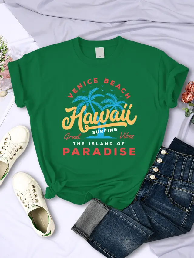 New Surfing Venice Beach Female T shirt Green - Shop at LoveMi