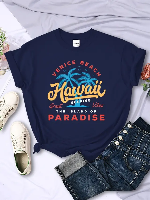 New Surfing Venice Beach Female T shirt Navy Blue - Shop at LoveMi