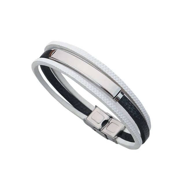 Stainless Steel Personality Lettering Couple Bracelet Vintage Multi layer Woven Leather White - Shop at LoveMi