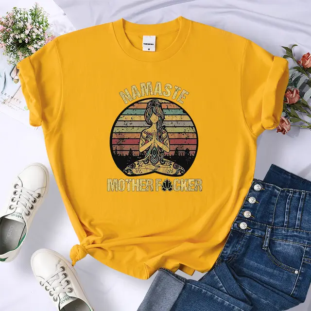 Retro Hermitage Mother T shirt Fashionable Breathable Casual Yellow - Shop at LoveMi