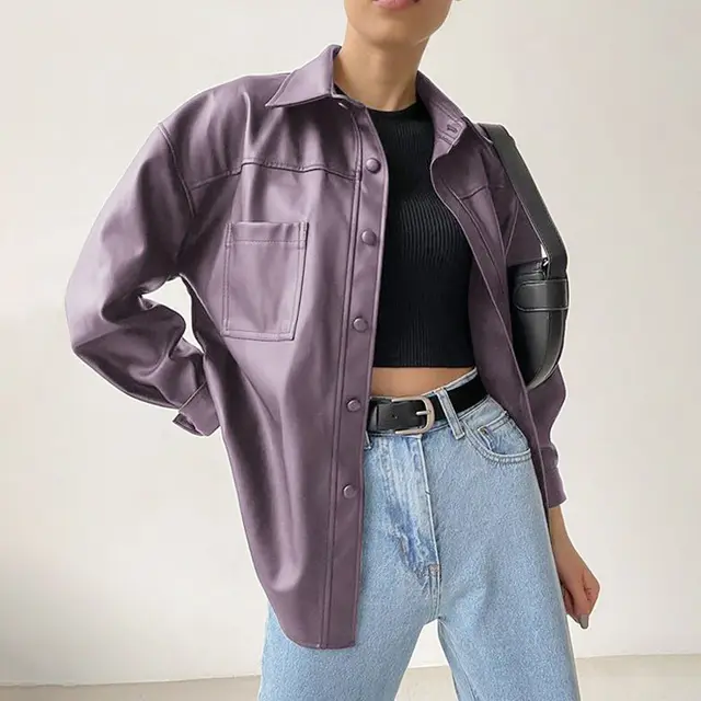 Leather Motorcycle Jacket For Women Purple - Shop at LoveMi