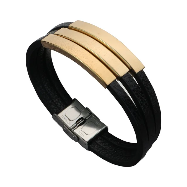 Retro Multi layer Hand woven Men's Bracelet Gold - Shop at LoveMi